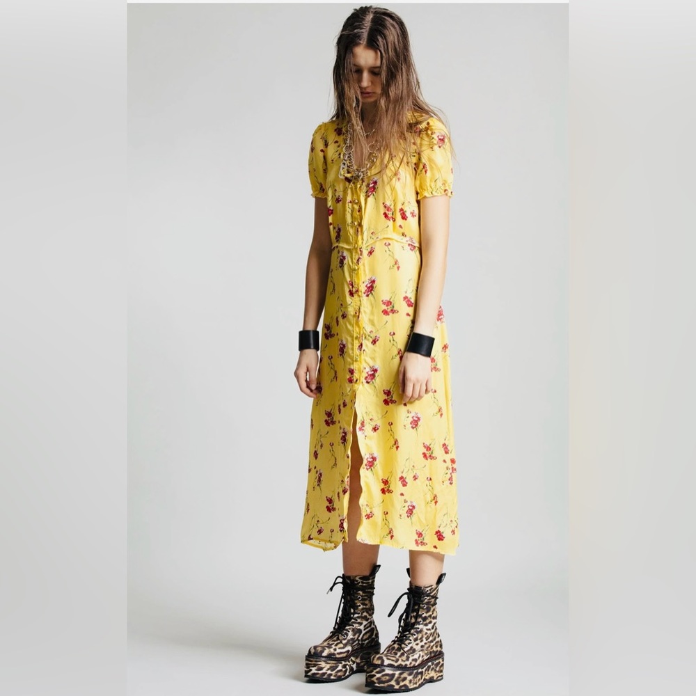 New with tags yellow floral midi R13 dress.
